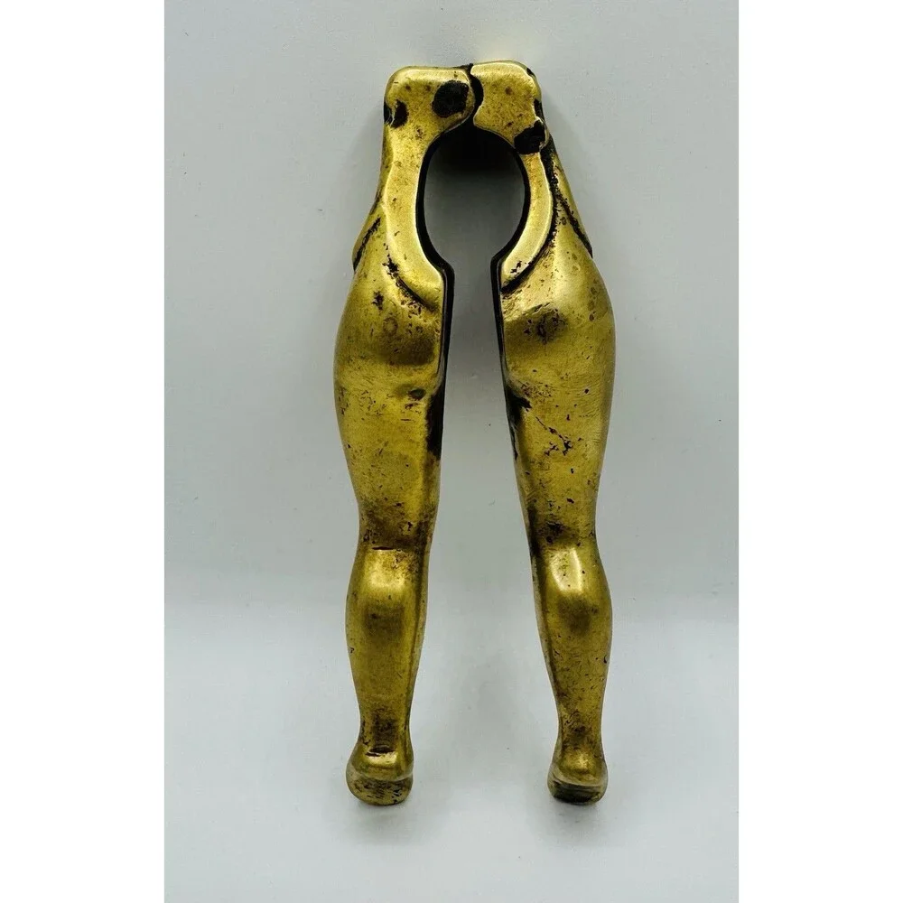 Vintage Handmade Brass  Figural Legs Nutcracker Nut Shell Cracker